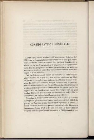 I. Considérations Générales