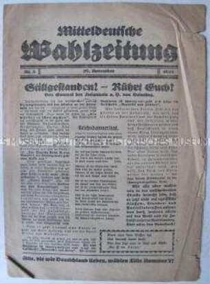 Regionale Wahlzeitung der DDP zur Reichstagswahl 1924