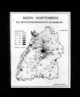 Baden-Württemberg, Bevölkerungsdichte 1871