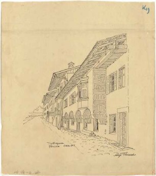 Thiersch, August ; Reiseskizzen - Trottengasse in Brixen (Perspektive)