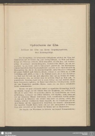 Hydrochemie der Elbe