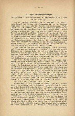 IX. Unsere Mindestforderungen