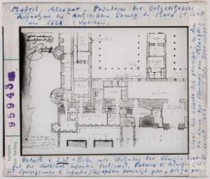 Madrid, Alcázar: Grundriss des Erdgeschosses von 1626, Südwestecke