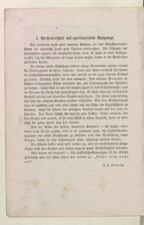 1. Versteckenspiel mit unerwartetem Ausgange