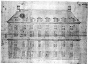 Grundrisse und Aufrisse des Schlosses in Rhoden — Aufriß der Rückseite (Südfassade) des Schlosses