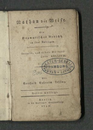 Nathan der Weise : Ein Dramatisches Gedicht in fünf Aufzügen