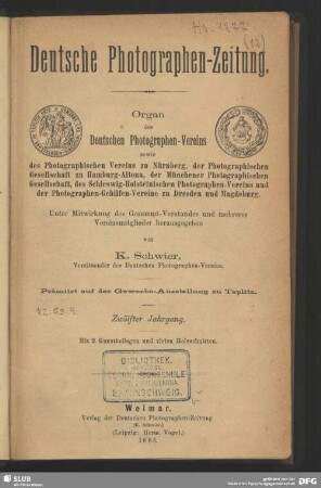 12.1888: Deutsche Photographen-Zeitung : Organ d. Deutschen Photographen-Vereins ..