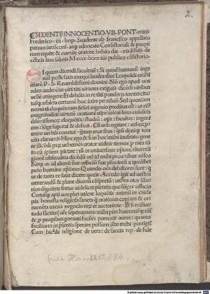 Oratio in laudem sancti Leopoldi : 1484. 11. 20