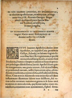 Ex Divi Ioannis Apostoli Et Evangelistae, Et Aliorvm Apostolorvm, Ac Martyrvm, Et Virginvm Vita