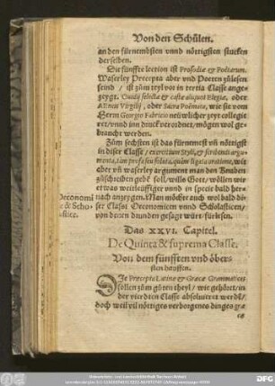 Das XXVI. Capitel. De Quinta & suprema Classe. Von dem fünfften und öbersten hauffen.