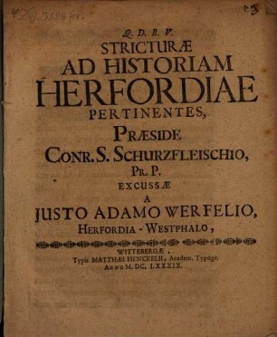 Stricturae ad historiam Herfordiae pertinentes