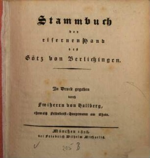 Stammbuch der eisernen Hand des Götz von Berlichingen