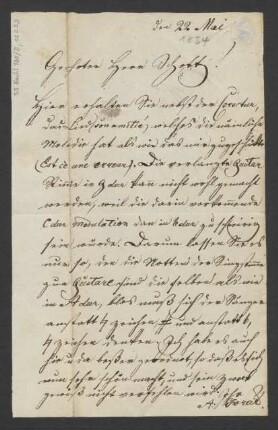 Brief an B. Schott's Söhne : 22.05.1834