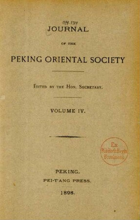 4.1898: Journal of the Peking Oriental Society