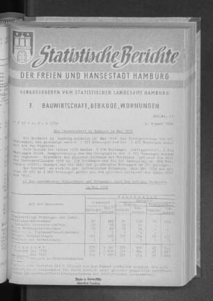 Die Bautätigkeit in Hamburg im Mai 1959 : Lfd. Nr. 13