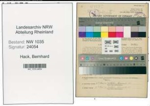 Entnazifizierung Bernhard Hack , geb. 07.03.1922 (Kaufmaennischer Angestellter)