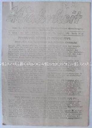 Hektografiertes Mitteilungsblatt der SED Westberlin (SEW) zur Lage in der Stadt nach dem "Mauerbau"