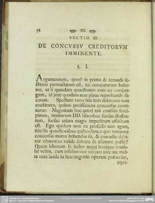 Sectio III. De Concursu Creditorum Imminente