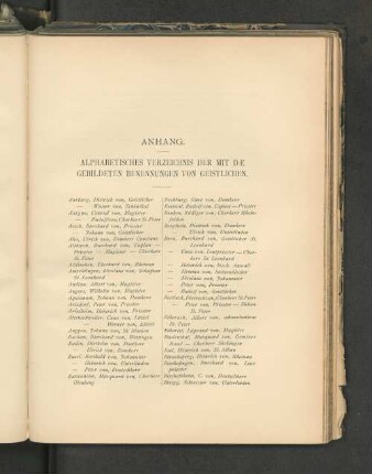 Anhang. Alphabetisches Verzeichnis der mit De gebildeten Benennungen von Geistlichen.