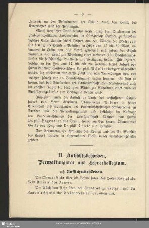 II. Aufsichtsbehörden, Verwaltungsrat und Lehrerkollegium