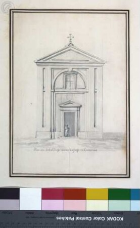 Disegni di Carlo Marchionni Architetto, e Scultore Romano, Fassadenansicht einer Kirche in Camerano