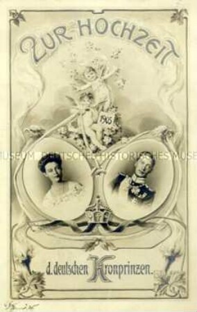 Postkarte zur Hochzeit des Kronprinzen Wilhelm