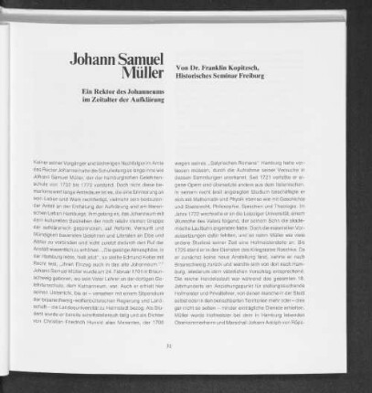 Johann Samuel Müller. Ein Rektor des Johanneums im Zeitalter der Aufklärung.