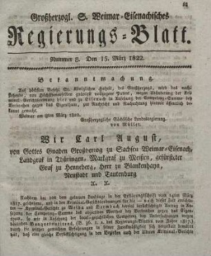Nr. 8 : 15. März 1822