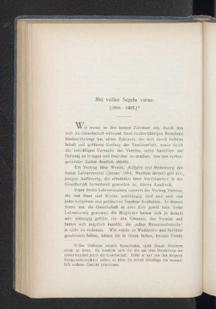 Mit vollen Segeln voran. (1888-1905.)*