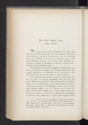 Mit vollen Segeln voran. (1888-1905.)*