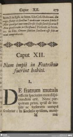 Caput XII. Num impii in Fratribus fuerint habiti