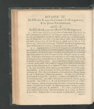 Membr. IV. De Effectis & oppositio Status Christi in genere & in specie Exinanitionis.