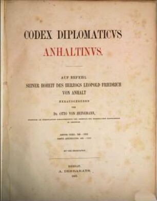 Codex diplomaticus Anhaltinus. 1,2