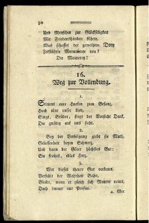 16. Weg zur Vollendung. - 20. Lob der Weisheit.