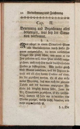 Cap. II. Benennung und Bezeichnung alles desjenigen, was bey der Situation vorkommt.