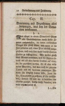 Cap. II. Benennung und Bezeichnung alles desjenigen, was bey der Situation vorkommt.