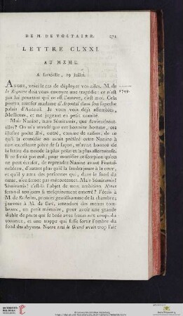 (Lettre CLXXI - CLXXX)