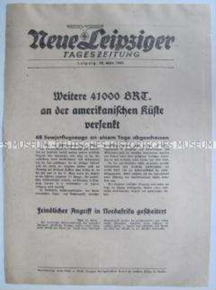 Extrablatt der "Neuen Leipziger Tageszeitung" zum U-Boot-Krieg und Kämpfen in Nordafrika