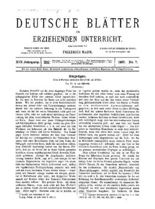 Einprägen : eine Differenz zwischen Dörpfeld und Ziller ; (Fortsetzung)
