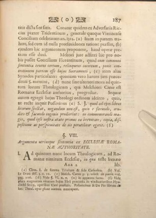 § VIII. Argumenta utriusque sententiae ex ECCLESIAE ROMANAE AUTHORITATE.