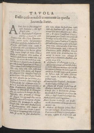 Tavola delle cose notabili contenute in questa Seconda Parte