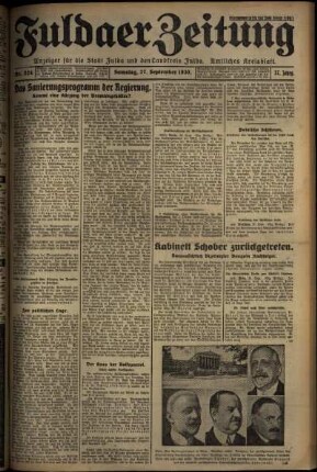 Ausgabe vom Samstag, den 27. September 1930.