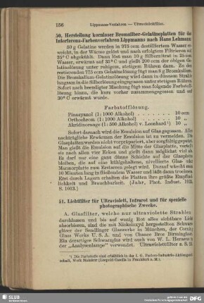 50. Herstellung kornloser Bromsilber-Gelatineplatten für das Interferenz-Farbenverfahren Lippmanns nach Hans Lehmann