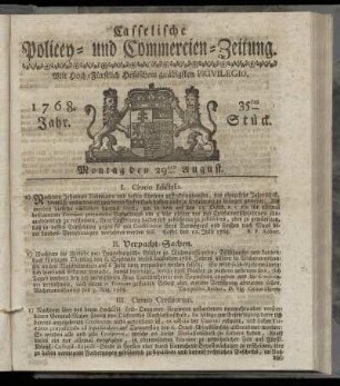 35tes Stueck, Montag den 29ten August. 1768