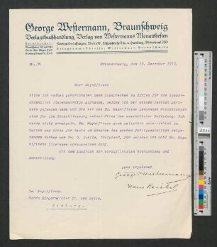 Brief an Werner von Melle