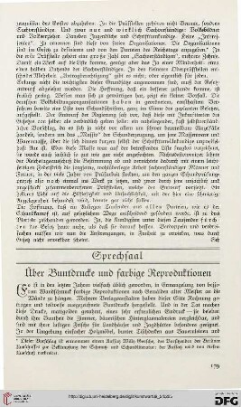 Sprechsaal: über Buntdrucke und farbige Reproduktionen
