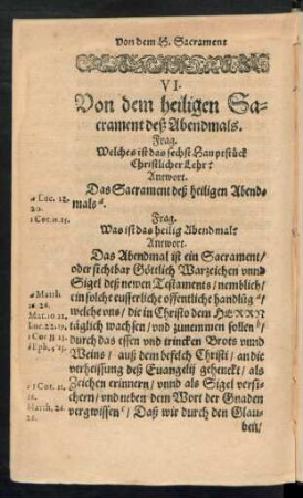 VI. Von dem heiligen Sacrament deß Abendmals.