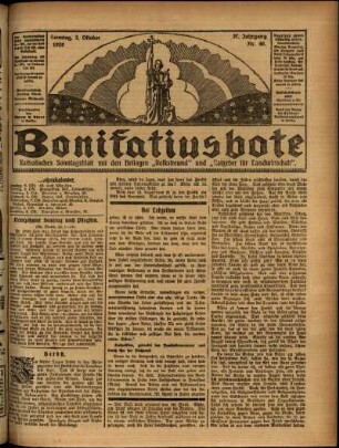 Erste Ausgabe vom Sonntag, den 03. Oktober 1920.