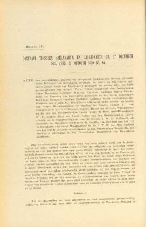 Bijlage IV. Contract tusschen Soerakarta en Djokjokarta dd. 27 December 1830. (Res. 23 October 1830 No. 6)