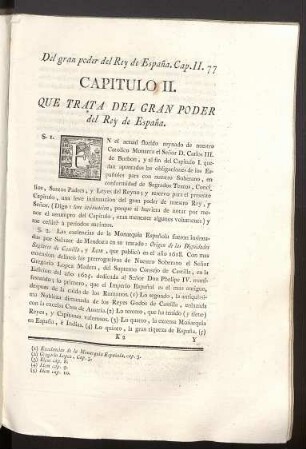 Capitulo II. Del gran poder del Rey de España.